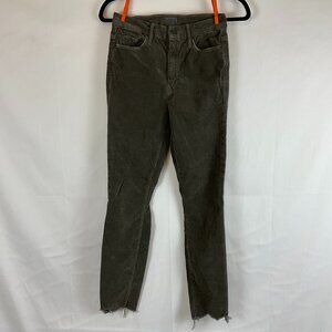 Mother High Waisted Looker Ankle Chew Pants 25 Taupe Drab Green Corduroy Style
